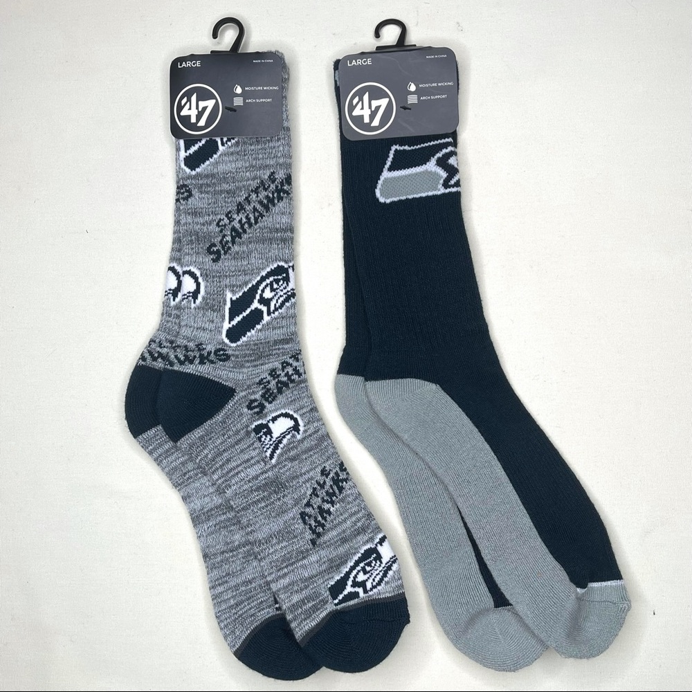 2 pairs of Seattle Seahawks team crew socks
